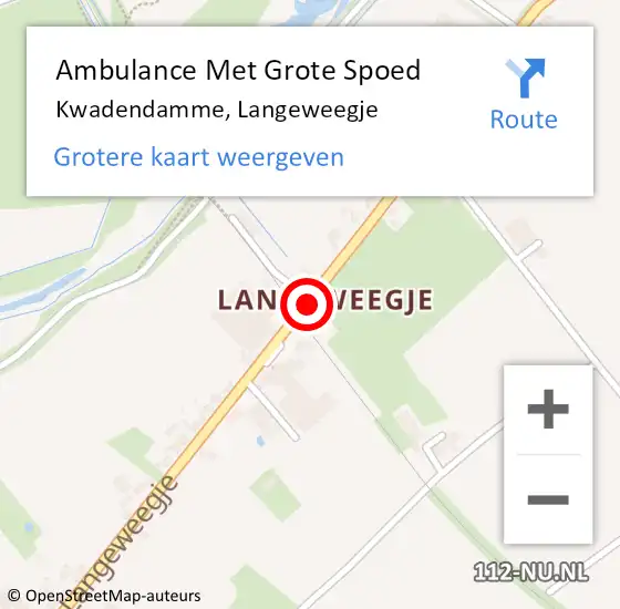 Locatie op kaart van de 112 melding: Ambulance Met Grote Spoed Naar Kwadendamme, Langeweegje op 24 augustus 2014 12:22