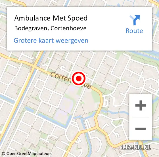 Locatie op kaart van de 112 melding: Ambulance Met Spoed Naar Bodegraven, Cortenhoeve op 4 mei 2023 19:34