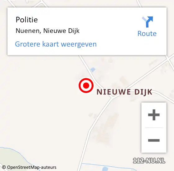 Locatie op kaart van de 112 melding: Politie Nuenen, Nieuwe Dijk op 4 mei 2023 19:34