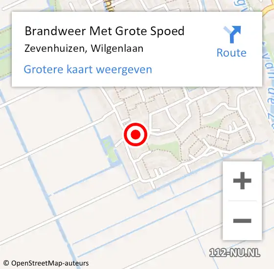 Locatie op kaart van de 112 melding: Brandweer Met Grote Spoed Naar Zevenhuizen, Wilgenlaan op 4 mei 2023 19:40
