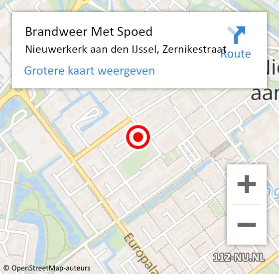 Locatie op kaart van de 112 melding: Brandweer Met Spoed Naar Nieuwerkerk aan den IJssel, Zernikestraat op 4 mei 2023 20:48