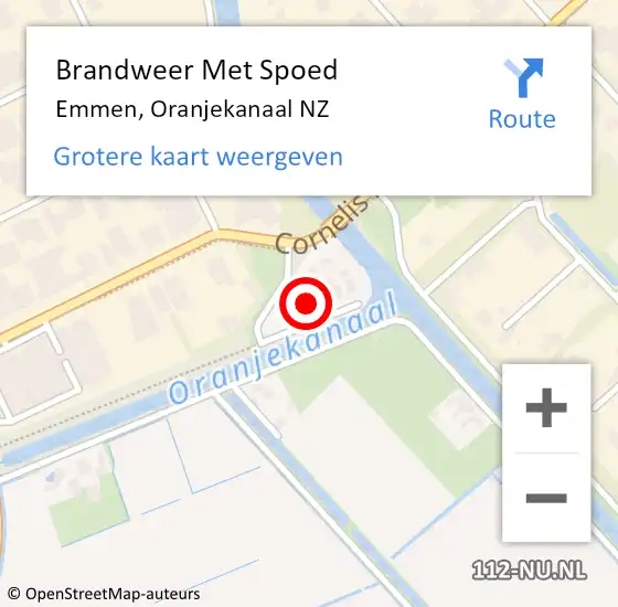 Locatie op kaart van de 112 melding: Brandweer Met Spoed Naar Emmen, Oranjekanaal NZ op 4 mei 2023 20:52