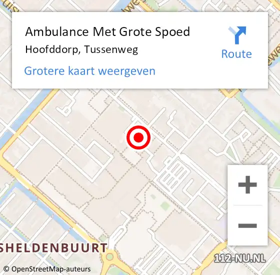 Locatie op kaart van de 112 melding: Ambulance Met Grote Spoed Naar Hoofddorp, Tussenweg op 4 mei 2023 21:11