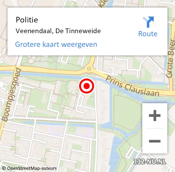 Locatie op kaart van de 112 melding: Politie Veenendaal, De Tinneweide op 4 mei 2023 22:25