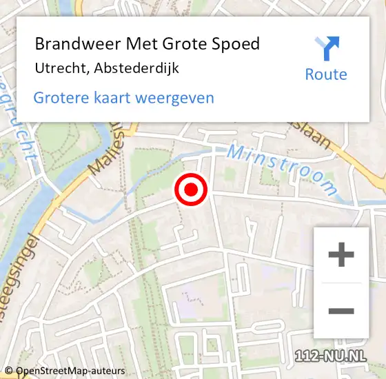 Locatie op kaart van de 112 melding: Brandweer Met Grote Spoed Naar Utrecht, Abstederdijk op 4 mei 2023 22:25