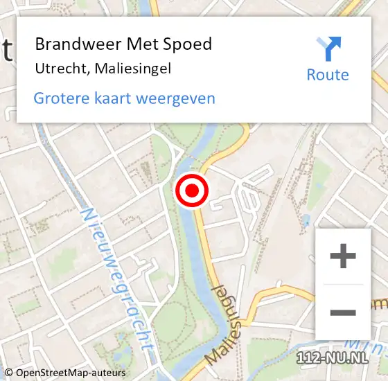 Locatie op kaart van de 112 melding: Brandweer Met Spoed Naar Utrecht, Maliesingel op 4 mei 2023 23:34