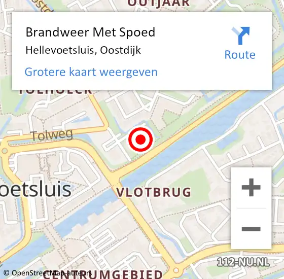 Locatie op kaart van de 112 melding: Brandweer Met Spoed Naar Hellevoetsluis, Oostdijk op 4 mei 2023 23:54