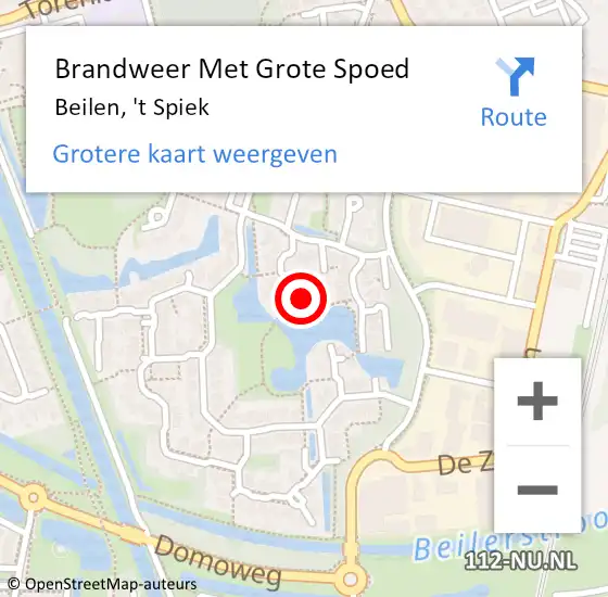 Locatie op kaart van de 112 melding: Brandweer Met Grote Spoed Naar Beilen, 't Spiek op 5 mei 2023 01:28