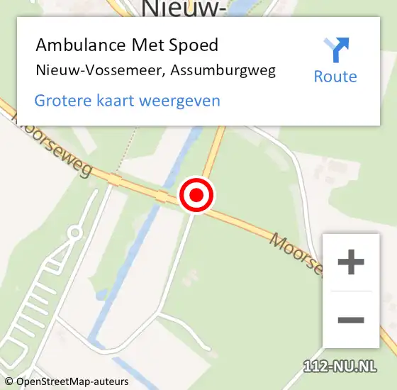 Locatie op kaart van de 112 melding: Ambulance Met Spoed Naar Nieuw-Vossemeer, Assumburgweg op 24 augustus 2014 12:53