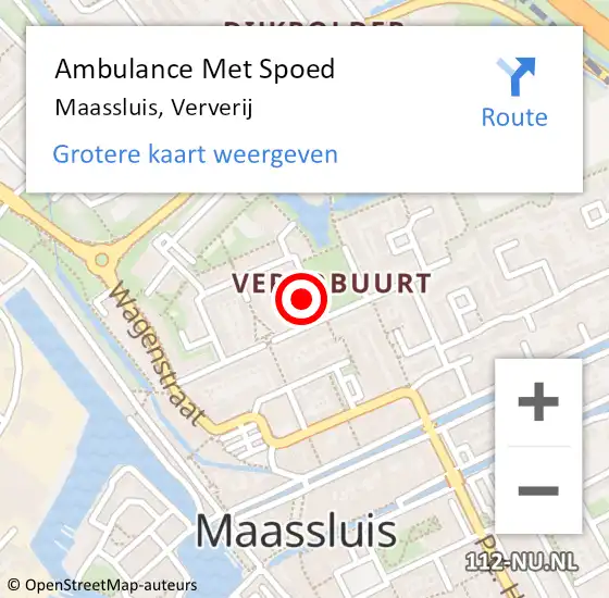 Locatie op kaart van de 112 melding: Ambulance Met Spoed Naar Maassluis, Ververij op 5 mei 2023 02:08
