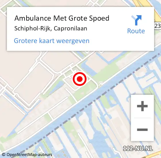 Locatie op kaart van de 112 melding: Ambulance Met Grote Spoed Naar Schiphol-Rijk, Capronilaan op 5 mei 2023 02:38