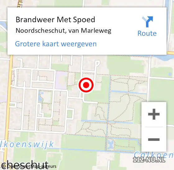 Locatie op kaart van de 112 melding: Brandweer Met Spoed Naar Noordscheschut, van Marleweg op 5 mei 2023 03:22