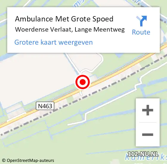 Locatie op kaart van de 112 melding: Ambulance Met Grote Spoed Naar Woerdense Verlaat, Lange Meentweg op 5 mei 2023 06:26