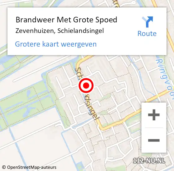 Locatie op kaart van de 112 melding: Brandweer Met Grote Spoed Naar Zevenhuizen, Schielandsingel op 5 mei 2023 08:32