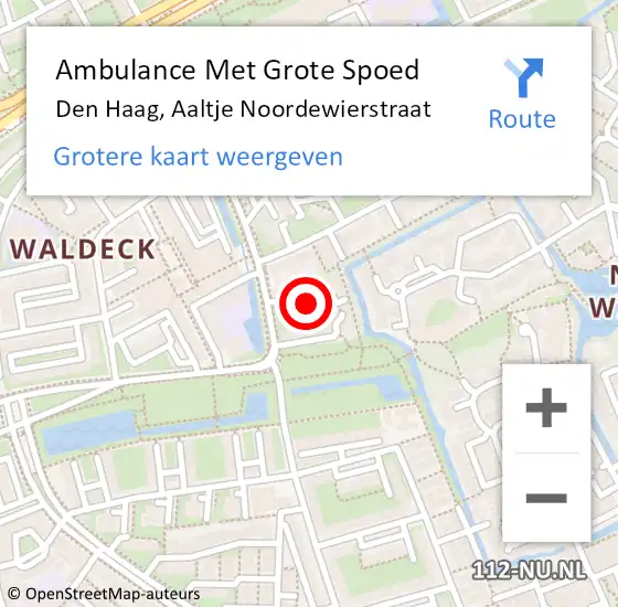 Locatie op kaart van de 112 melding: Ambulance Met Grote Spoed Naar Den Haag, Aaltje Noordewierstraat op 5 mei 2023 08:47