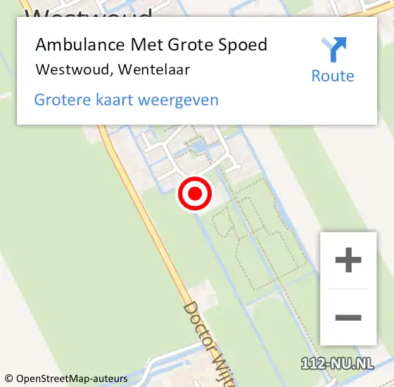 Locatie op kaart van de 112 melding: Ambulance Met Grote Spoed Naar Westwoud, Wentelaar op 24 augustus 2014 13:12