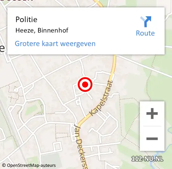 Locatie op kaart van de 112 melding: Politie Heeze, Binnenhof op 5 mei 2023 09:07