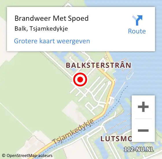 Locatie op kaart van de 112 melding: Brandweer Met Spoed Naar Balk, Tsjamkedykje op 5 mei 2023 09:10