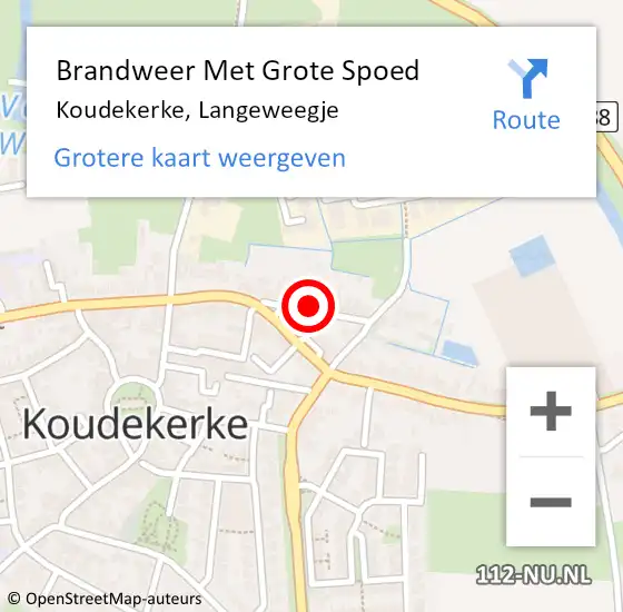 Locatie op kaart van de 112 melding: Brandweer Met Grote Spoed Naar Koudekerke, Langeweegje op 5 mei 2023 09:39