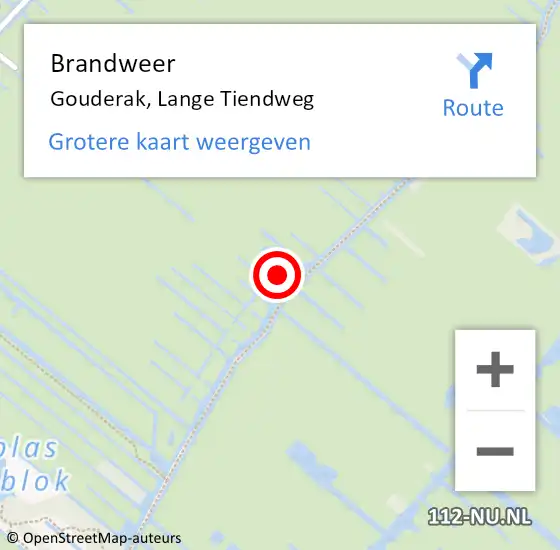 Locatie op kaart van de 112 melding: Brandweer Gouderak, Lange Tiendweg op 5 mei 2023 09:42