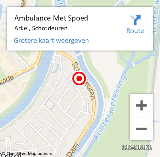 Locatie op kaart van de 112 melding: Ambulance Met Spoed Naar Arkel, Schotdeuren op 5 mei 2023 10:26