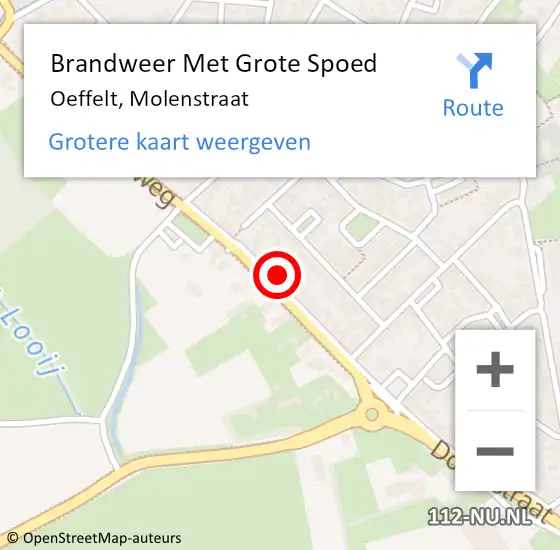 Locatie op kaart van de 112 melding: Brandweer Met Grote Spoed Naar Oeffelt, Molenstraat op 5 mei 2023 10:34