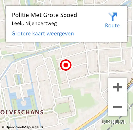 Locatie op kaart van de 112 melding: Politie Met Grote Spoed Naar Leek, Nijenoertweg op 5 mei 2023 10:52