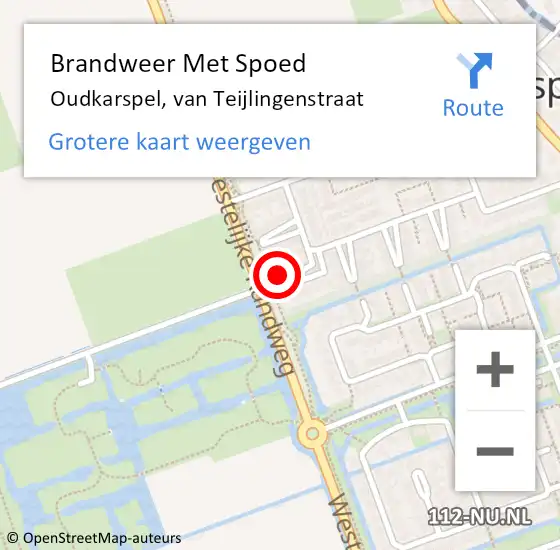 Locatie op kaart van de 112 melding: Brandweer Met Spoed Naar Oudkarspel, van Teijlingenstraat op 5 mei 2023 10:53