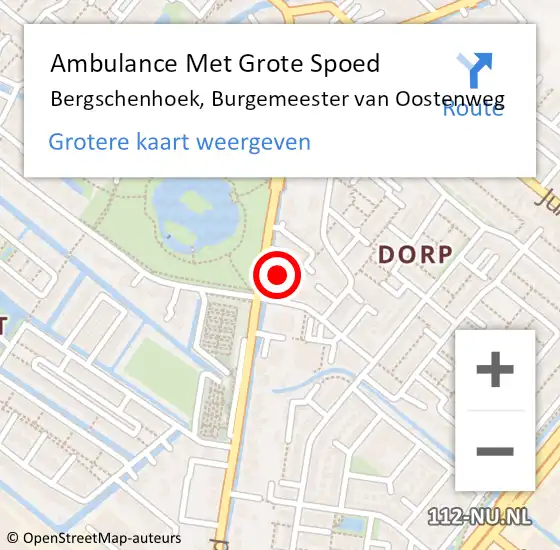 Locatie op kaart van de 112 melding: Ambulance Met Grote Spoed Naar Bergschenhoek, Burgemeester van Oostenweg op 5 mei 2023 11:05