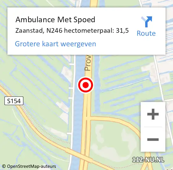 Locatie op kaart van de 112 melding: Ambulance Met Spoed Naar Zaanstad, N246 hectometerpaal: 31,5 op 5 mei 2023 11:19