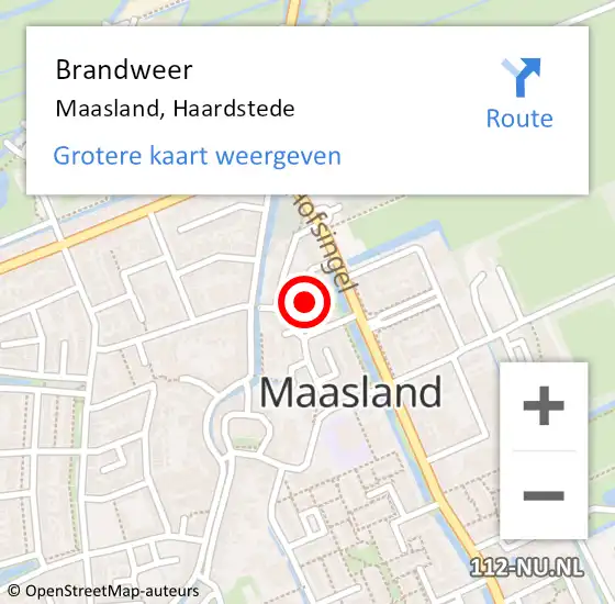 Locatie op kaart van de 112 melding: Brandweer Maasland, Haardstede op 24 augustus 2014 13:34