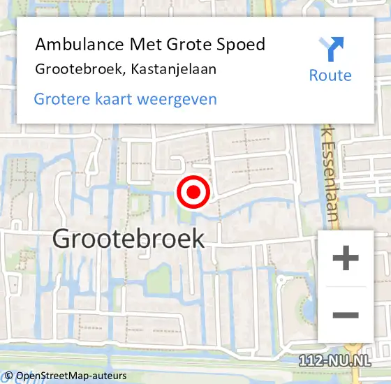 Locatie op kaart van de 112 melding: Ambulance Met Grote Spoed Naar Grootebroek, Kastanjelaan op 5 mei 2023 11:23