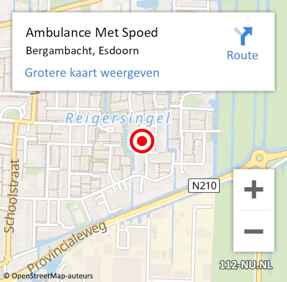 Locatie op kaart van de 112 melding: Ambulance Met Spoed Naar Bergambacht, Esdoorn op 5 mei 2023 11:37