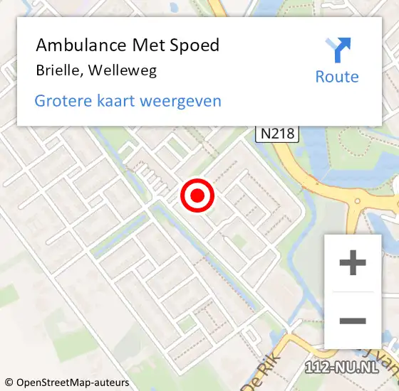 Locatie op kaart van de 112 melding: Ambulance Met Spoed Naar Brielle, Welleweg op 5 mei 2023 11:40