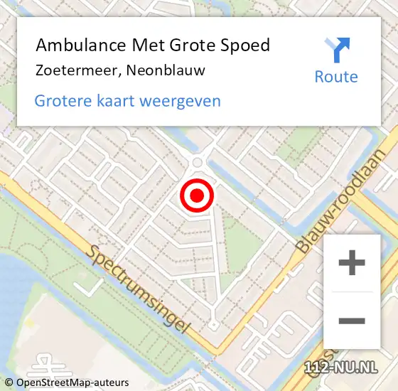 Locatie op kaart van de 112 melding: Ambulance Met Grote Spoed Naar Zoetermeer, Neonblauw op 5 september 2013 22:56