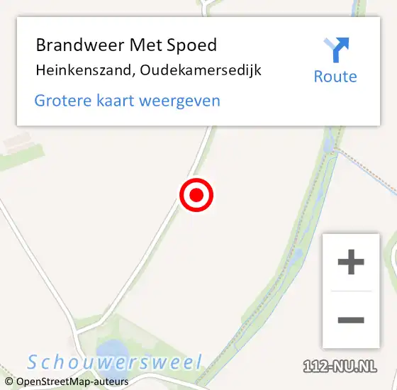 Locatie op kaart van de 112 melding: Brandweer Met Spoed Naar Heinkenszand, Oudekamersedijk op 5 mei 2023 12:18