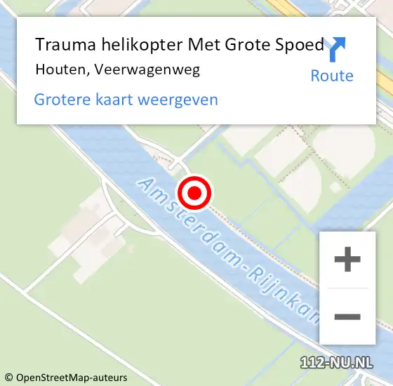 Locatie op kaart van de 112 melding: Trauma helikopter Met Grote Spoed Naar Houten, Veerwagenweg op 5 mei 2023 12:20