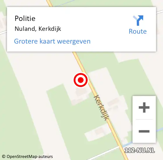 Locatie op kaart van de 112 melding: Politie Nuland, Kerkdijk op 5 mei 2023 12:46