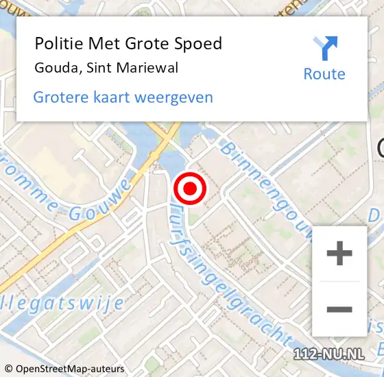 Locatie op kaart van de 112 melding: Politie Met Grote Spoed Naar Gouda, Sint Mariewal op 5 mei 2023 12:51