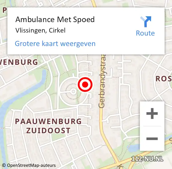 Locatie op kaart van de 112 melding: Ambulance Met Spoed Naar Vlissingen, Cirkel op 24 augustus 2014 13:47