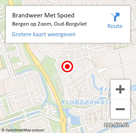 Locatie op kaart van de 112 melding: Brandweer Met Spoed Naar Bergen op Zoom, Oud-Borgvliet op 5 mei 2023 13:23