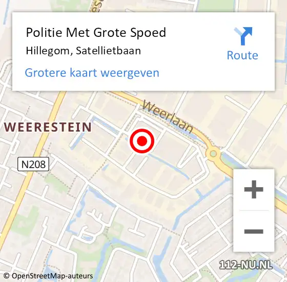 Locatie op kaart van de 112 melding: Politie Met Grote Spoed Naar Hillegom, Satellietbaan op 5 mei 2023 14:03