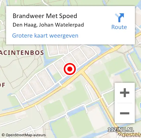 Locatie op kaart van de 112 melding: Brandweer Met Spoed Naar Den Haag, Johan Watelerpad op 5 mei 2023 14:16