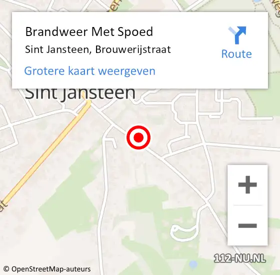 Locatie op kaart van de 112 melding: Brandweer Met Spoed Naar Sint Jansteen, Brouwerijstraat op 5 mei 2023 14:38