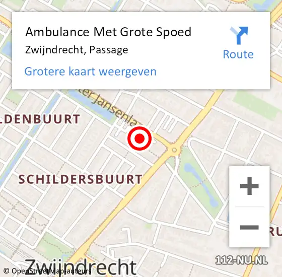 Locatie op kaart van de 112 melding: Ambulance Met Grote Spoed Naar Zwijndrecht, Passage op 5 mei 2023 14:42