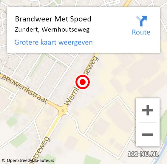 Locatie op kaart van de 112 melding: Brandweer Met Spoed Naar Zundert, Wernhoutseweg op 5 mei 2023 14:48