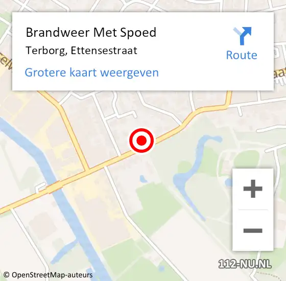 Locatie op kaart van de 112 melding: Brandweer Met Spoed Naar Terborg, Ettensestraat op 5 mei 2023 15:07