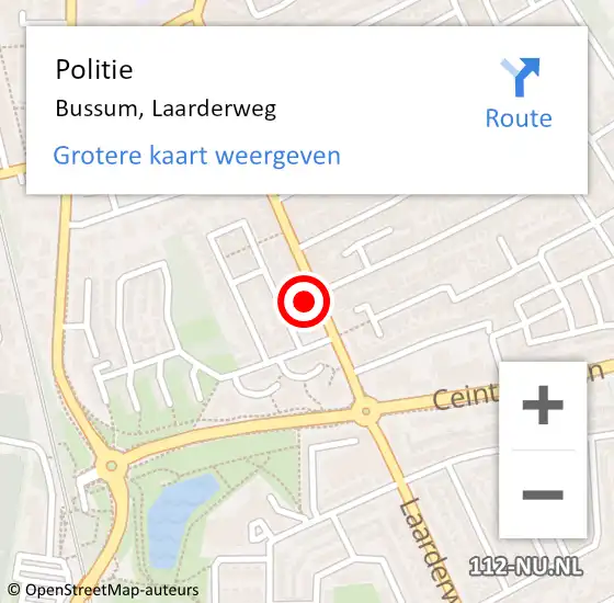 Locatie op kaart van de 112 melding: Politie Bussum, Laarderweg op 5 mei 2023 15:45