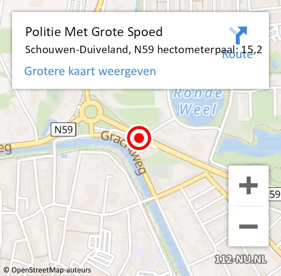 Locatie op kaart van de 112 melding: Politie Met Grote Spoed Naar Schouwen-Duiveland, N59 hectometerpaal: 15,2 op 5 mei 2023 15:51