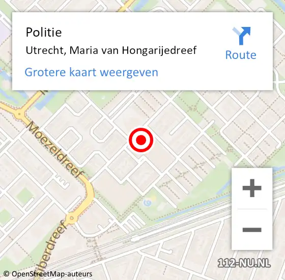 Locatie op kaart van de 112 melding: Politie Utrecht, Maria van Hongarijedreef op 5 mei 2023 15:52